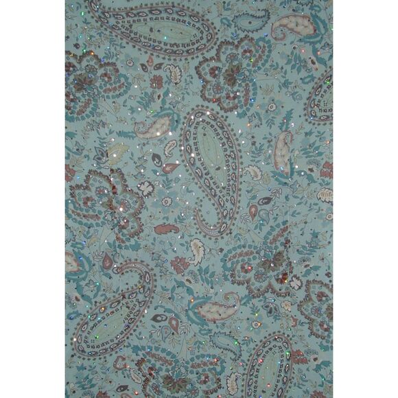 DRESSBARN Sparkly Blue Paisley Plus Sz 14/16 Casual or Dress Babydoll Boho Shirt - Picture 5 of 5